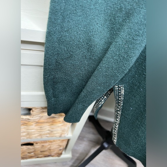 Adrienne Vittadini Studded V Neck Tunic Sweater - Picture 3 of 8